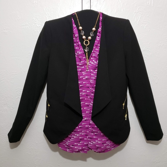 Calvin Klein Jackets & Blazers - Calvin Klein black suit jacket gold zippers size14